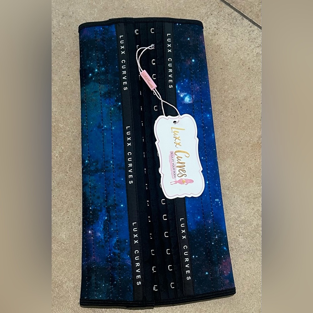 New in Package Luxx Curves Waist Trainer, size 5XL, long torso, galaxy print